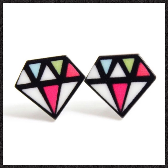 Jewelry - Colorful Diamond Stud Earrings